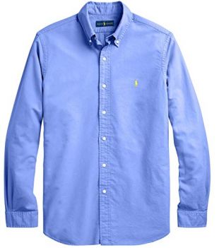 Ralph Lauren Men Solid Sport Oxford Shirt (M, HarborBlue)