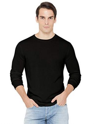 State Cashmere Men's Essential Crewneck Sweater 100% Pure Cashmere Classic Long Sleeve Pullover (Large, Black)