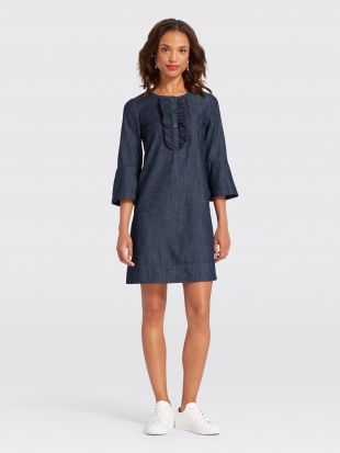 Chambray Ruffle Shift Dress