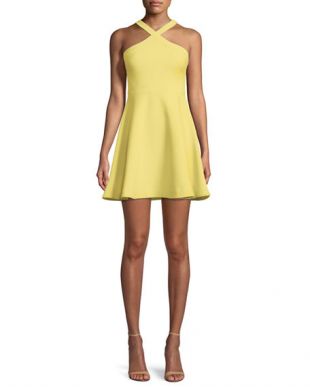 Ashland Halter Sleeveless Fit and Flare Short Dress