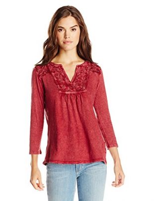 Lucky Brand - Lucky Brand Women's Lace Placket Top