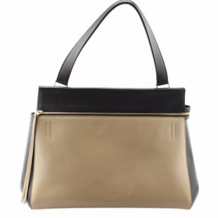Edge Beige & Black Leather Tote