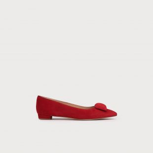 Jacqui Red Suede Flats