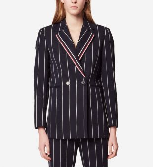 Veste blazer rayée à teneur en lin
