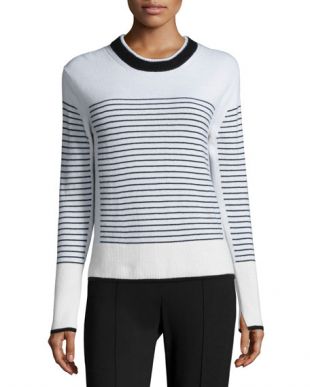 Masie Striped Crewneck Cashmere Sweater