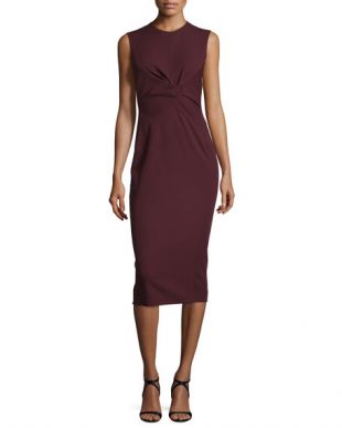 Sleeveless Twist Front Sheath Dress