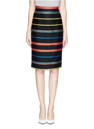 Basket Weave Stripe Pencil Skirt