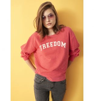 Sweat rose imprimé "Freedom"