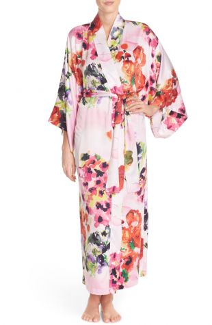 Natori 'Waterspring' Floral Charmeuse Robe