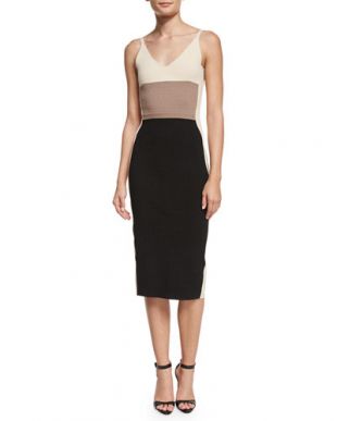 Sleeveless Colorblock Sheath Dress