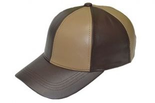 Brown/Khaki Patch Combo Leather Baseball Cap