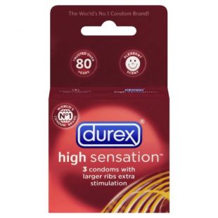 Durex High Sensation Lubricated Condoms,3 Condoms