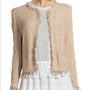 Shavani Sand Pink Fringe-Trimmed Jacket
