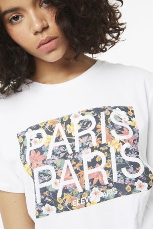 Tee shirt imprimé rectangle fleuri Paris Paris
