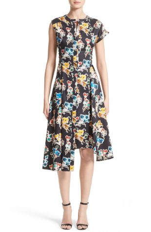 Floral Print Asymmetrical Cotton Dress