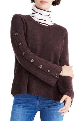 Button Sleeve Pullover Sweater