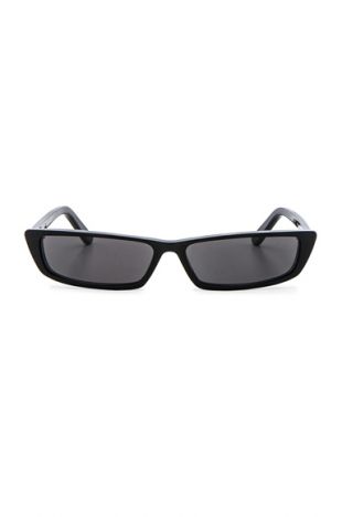 Narrow Cat Eye Sunglasses in Shiny Black & Smoke Lenses