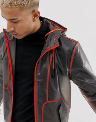 Asos coupe vent transparent avec bandes fluos contrastantes