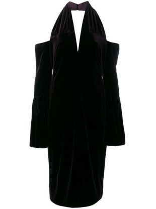 Cold Shoulder Velvet Dress