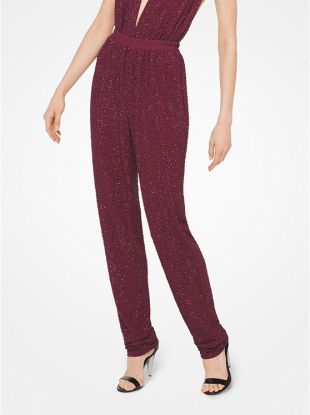 Crystal-Embroidered Matte-Jersey Pants