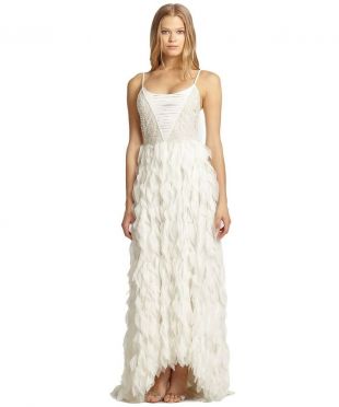 Alice and Olivia WHITE SILK CHIFFON  EADDY GOWN NWT SIZE 10 compare at 1998.00  | eBay