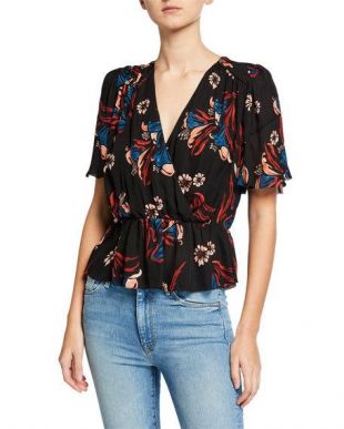 Bisma Cropped Floral Peplum Top
