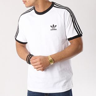 Adidas - Adidas Tee Shirt Blanc 3 Rayures Noires