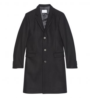 Manteau long cachemire mélangé à fermeture 3 boutons