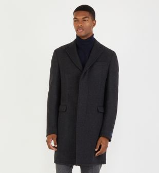 Manteau droit et long en laine mélangée