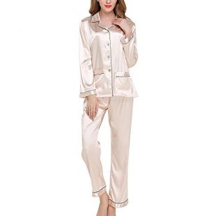 Dihope - Dihope 2 Pièces Ensemble de Pyjama en Satin Femme Manches ...