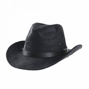 WITHMOONS Chapeau de Western Cowboy Suede Indiana Jones Hat Outback Hat Fedora with Cord CD8858 (Navy)