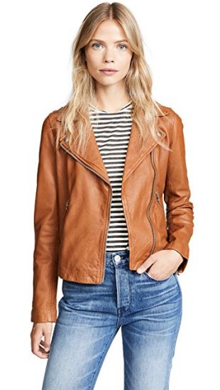 Washed Leather Moto Jacket