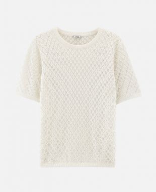 Pimkie Pull T shirt ajouré blanc Manche Courte