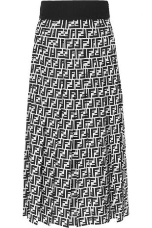 Printed silk georgette midi skirt