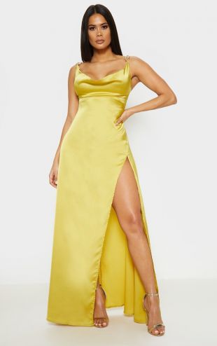 Robe longue discount satin col benitier