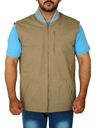 TrendHoop Men Totally 80s Brown Soft Fabric Comfortable Cotton Vest with Rib Knitted Collar Style (Brown, X-Large)