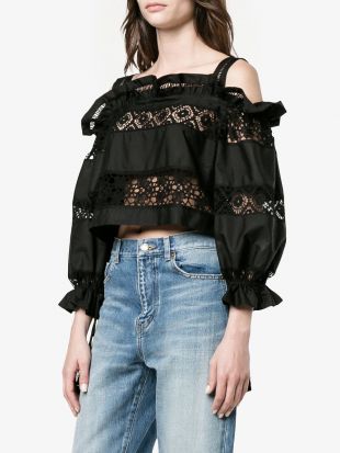 Lace Embroidery Off Shoulder Top