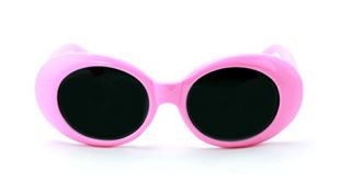 V.W.E. Vintage Sunglasses UV400 Bold Retro Oval Mod Thick Frame Sunglasses Clout Goggles with Dark Round Lens (Pink)