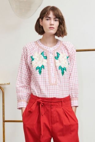 Blouse à carreaux Tarifa rose