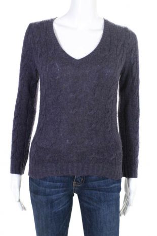 Ralph Lauren - Black Label Womens V Neck Cable Knit Sweater