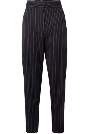 Stella McCartney - Kassidy Belted Pinstriped Wool Blend Tapered Pants