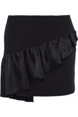 Cinq à Sept - Ruffled Satin Paneled Crepe Mini Skirt