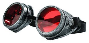 4sold (TM Noir Cyber Steampunk Lunettes de Natation Rave Vintage Style Victorien Gothique comme Lunettes de Soleil Noir Brushed Silver Taille Unique