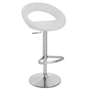 Zuri Furniture White Crescent Adjustable Height Swivel Armless Bar Stool