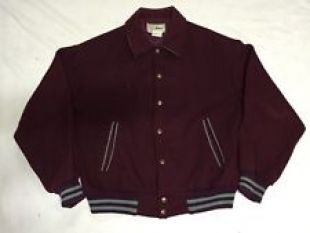 Vintage LLBean 100% Wool Men's Burgundy Varsity Jacket, A217-LB