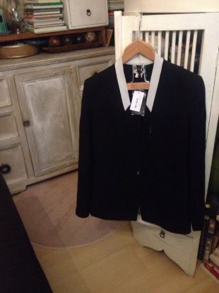 veste blazer noir col blanc