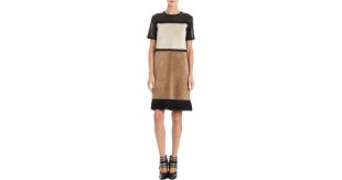 Derek Lam SUEDE AND LEATHER PATCHWORK SHIF