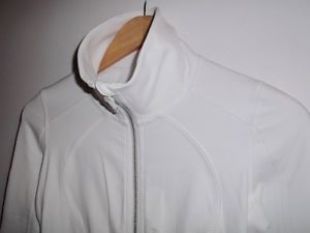 EUC Rare Lululemon Contempo Jacket 4 White Thumbholes Zip Pockets Full Zip Front