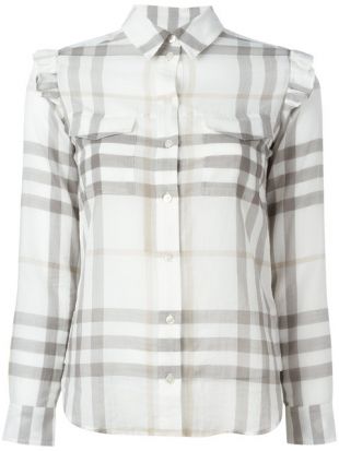Chemise à carreaux larges en coton blanc Burberry.