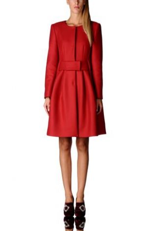 Alberta Ferretti - Bel­ted Round Col­lar Coat